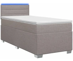 Lova su čiužiniu ir LED apšvietimu Taupe 100 x 200 cm Audinys