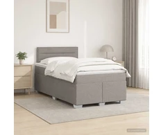 Lova su čiužiniu ir LED apšvietimu Taupe 120 x 190 cm Audinys