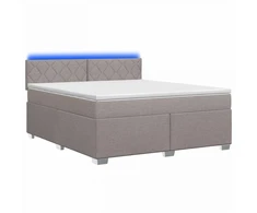 Lova su čiužiniu ir LED apšvietimu Taupe 180 x 200 cm Audinys
