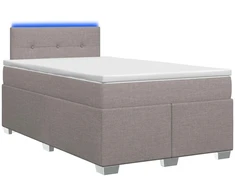 Lova su čiužiniu ir LED apšvietimu Taupe 120 x 190 cm Audinys
