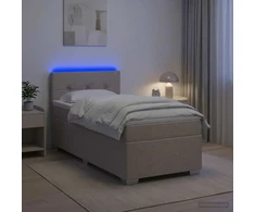 Lova su čiužiniu ir LED apšvietimu Taupe 90 x 190 cm Audinys