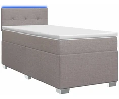 Lova su čiužiniu ir LED apšvietimu Taupe 100 x 200 cm Audinys