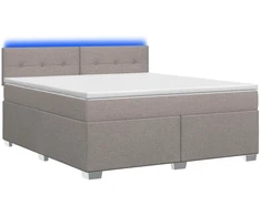 Lova su čiužiniu ir LED apšvietimu Taupe 140 x 190 cm Audinys