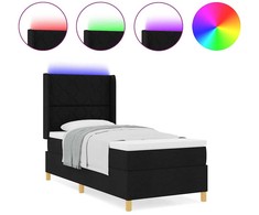 Kiemas lova su LED juostelėmis Juoda 90 x 190 cm audinys