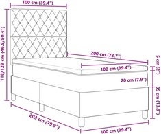 LED Čiužinio Lova su čiužiniu Juodas 100 x 200 cm Aksomas