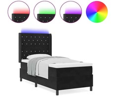 Kiemas lova su čiužiniu su LED Juoda 100 x 200 cm Aksomas