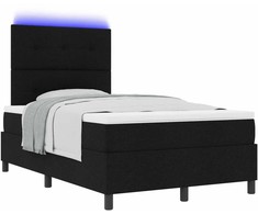 Kiemas lova su LED juostelėmis Juoda 120 x 200 cm audinys