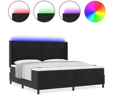Kiemas lova su LED juostelėmis Juoda 200 x 200 cm Aksomas