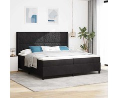 Kiemas lova su LED juostelėmis Juoda 200 x 200 cm Aksomas