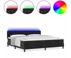 LED Čiužinio Lova su galvūgalio Juoda 200 x 200 cm Aksomas