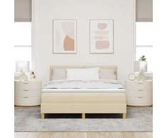 LED Čiužinio Lova su galvūgalio Kreminė 140 x 190 cm audinys