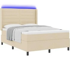 LED Čiužinio Lova su čiužiniu Kreminė 140 x 190 cm audinys