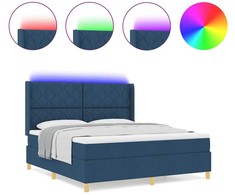 Kiemas lova su LED juostelėmis Mėlyna 180 x 200 cm audinys