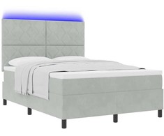 LED Čiužinio Lova Šviesiai pilka 160 x 200 cm Aksomas