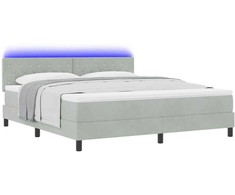 LED Čiužinio Lova su LED Šviesiai pilka 180 x 200 cm Aksomas