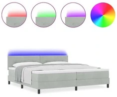 LED Čiužinio Lova Šviesiai pilka 200 x 200 cm Aksomas