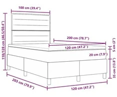 LED Čiužinio Lova Šviesiai pilka 120 x 200 cm audinys