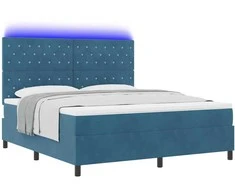 LED Čiužinio Lova Tamsiai mėlyna 180 x 200 cm Aksomas