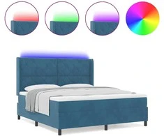 Kiemas lova su LED juostelėmis Mėlyna 180 x 200 cm Aksomas