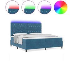 LED Čiužinio Lova Tamsiai mėlyna 200 x 200 cm Aksomas
