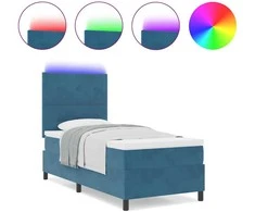 LED Čiužinio Lova Tamsiai mėlyna 90 x 190 cm Aksomas