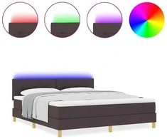 LED Čiužinio Lova su pagalve Tamsiai rudas 180 x 200 cm audinys