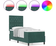 LED Čiužinio Lova su čiužiniu Tamsiai žalia 80 x 200 cm audinys