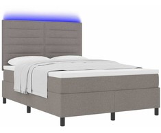 Kiemas lova su čiužiniu su LED Taupe 160 x 200 cm audinys