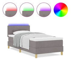 LED Čiužinio Lova su galvūgalio Taupe 90 x 200 cm audinys