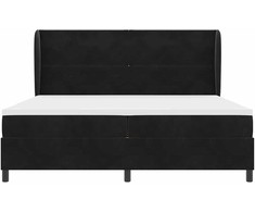 Kiemas lova su galvūgalio Juodas 200 x 200 cm Aksomas