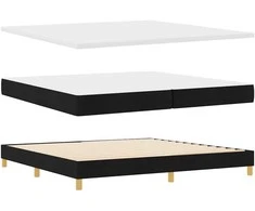 Kiemas lova su čiužiniu Juoda 200 x 200 cm audinys