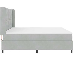 Kiemas lova su galvūgalio Šviesiai pilka 200 x 200 cm Aksomas