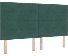 Kiemas lova su čiužiniu Tamsiai žalia 200 x 180 cm Aksomas