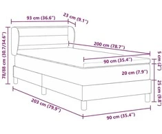 Kiemas lova su čiužiniu su galvūgalio Taupe 90 x 200 cm audinys