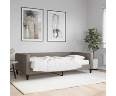 Lova su čiužiniu, taupe spalvos, 100x200cm, audinys