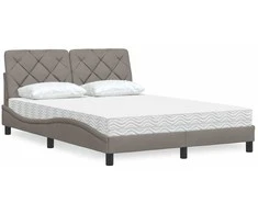 Lova su čiužiniu, taupe spalvos, 140x190cm, audinys