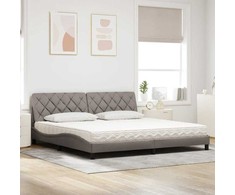 Lova su čiužiniu, taupe spalvos, 200x200cm, audinys