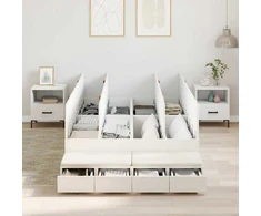 Lova su daiktų laikymo vieta Balta 120 cm Apdirbta mediena