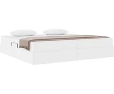 Lova su daiktų laikymo vieta ir čiužiniu 2 pcs Balta Oda