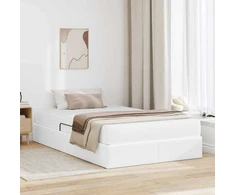 Lova su daiktų laikymo vieta ir čiužiniu 2 pcs Balta Oda
