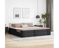 Lova su daiktų laikymo vieta ir čiužiniu 2 pcs Juoda Oda