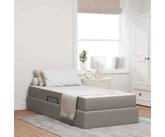 Lova su daiktų laikymo vieta ir čiužiniu Taupe 90 x 200 cm