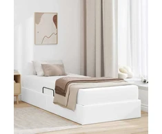 Lova su daiktų laikymo vieta ir čiužiniu 2 pcs Balta Oda