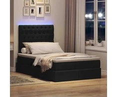 Lova su daiktų laikymo vieta ir LED su LED Juoda 120 x 190 cm