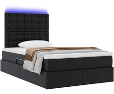 Lova su daiktų laikymo vieta ir LED su LED Juoda 120 x 190 cm