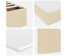 LED saugojimo lova su čiužiniu Kremas 100 x 200 cm Audinys