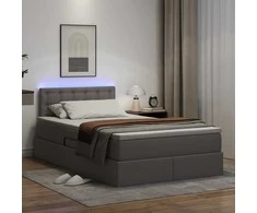 Lova su daiktų laikymo vieta ir LED su LED Pilka 120 x 190 cm
