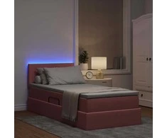 Lova su daiktų laikymo vieta ir LED Rožinė 90 x 190 cm Aksomas