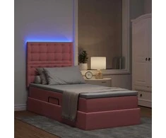Lova su daiktų laikymo vieta ir LED Rožinė 90 x 190 cm Aksomas