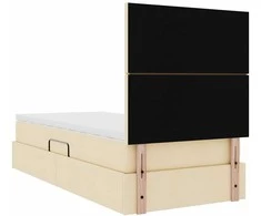 LED saugojimo lova su čiužiniu Kremas 90 x 190 cm Audinys